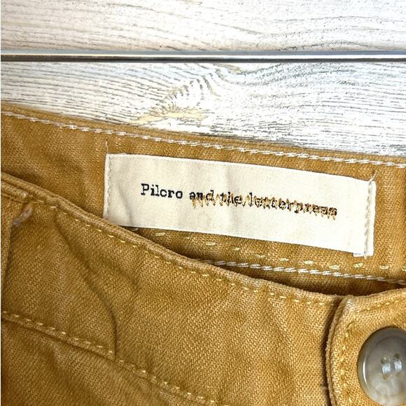 Pilcro Women’s 30 Mustard Linen Blend Straight Leg Casual Pants Zip Front - Picture 4 of 6